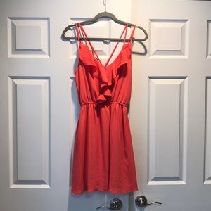 Coral ruffle sun dress